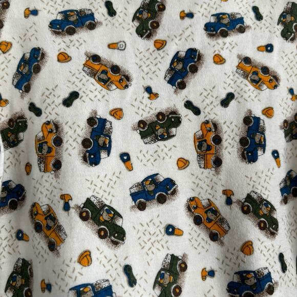 Tad Little Vintage Boys 6-9 Months Onesie bodysuit Blue Tan Trucks - Picture 2 of 7